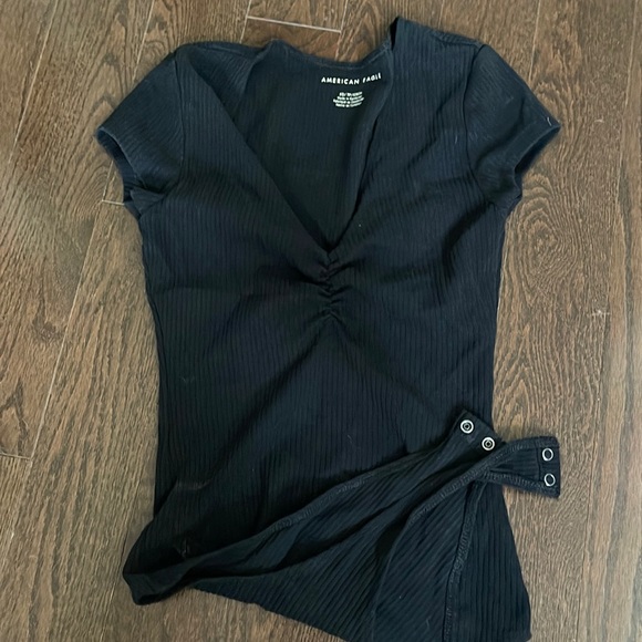 American Eagle Black Ribbed Bodysuit - Picture 1 of 3